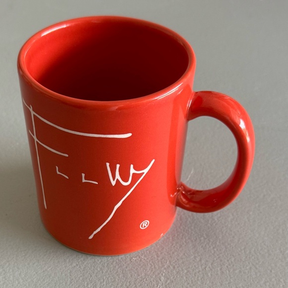 Frank Lloyd Wright Collection Orange Ceramic Coffee Mug with Signature Design - Picture 2 of 4